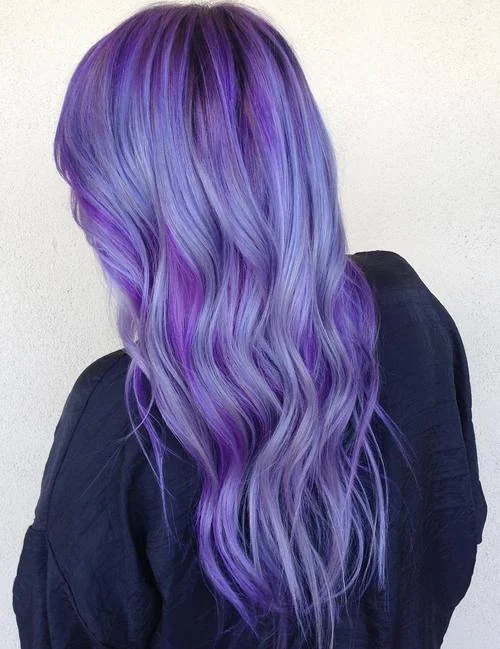 Long layered pastel purple mermaid hair