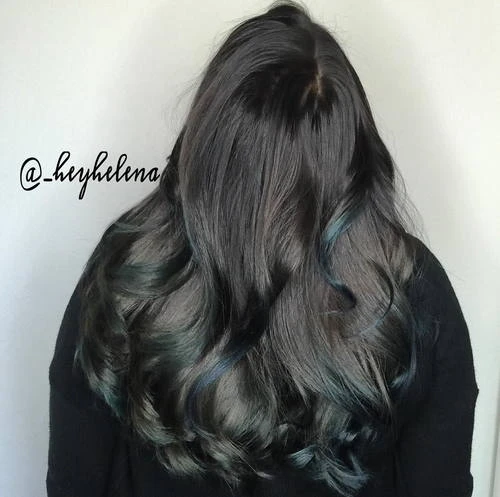 Dark Brown Hair With Subtle Teal Highlights