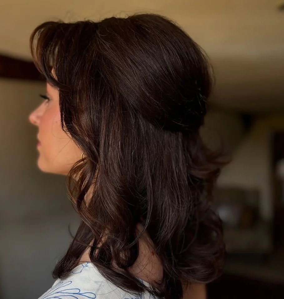 Medium Curled 2000s Half Updo