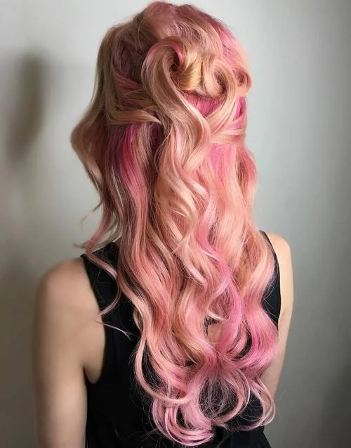 Two tone pastel pink mermaid hair