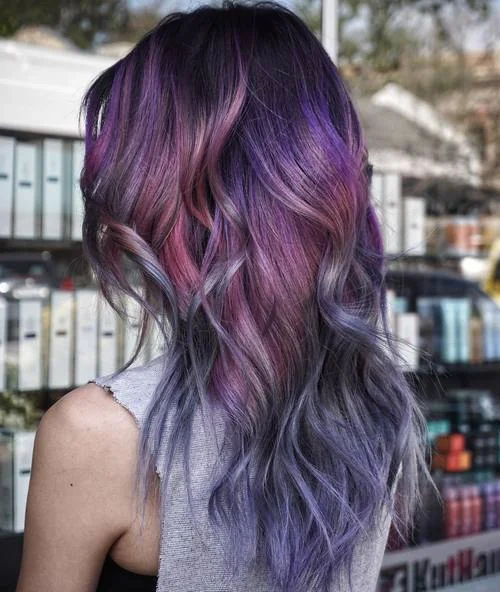 Purple to gray ombre mermaid hair