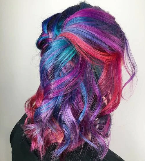 Purple, Red And Blue Pastel Hair
