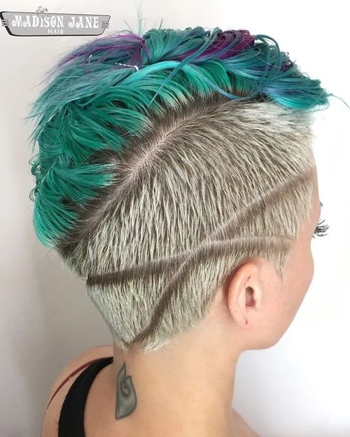 Asymmetrical Teal Dye Undercut