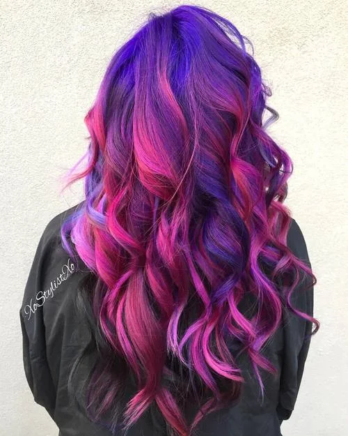 Blue and pink mermaid hair color