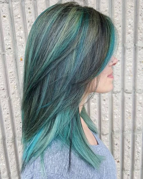 Teal Balayage For Black Hair