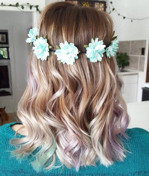 Blonde Ombre With Subtle Teal Highlights