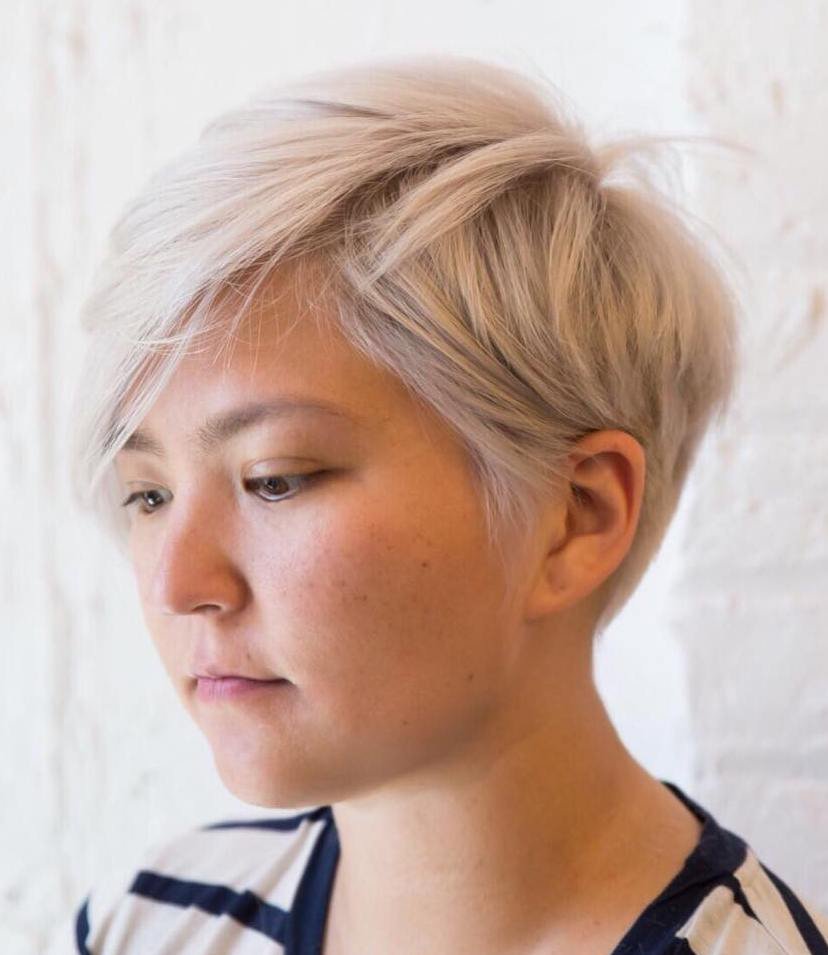 Ash Blonde Choppy Pixie For Round Face